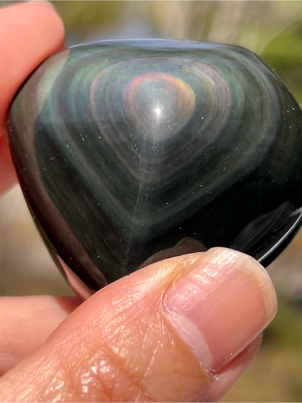 Rainbow (8) obsidian heart with stand | crystal